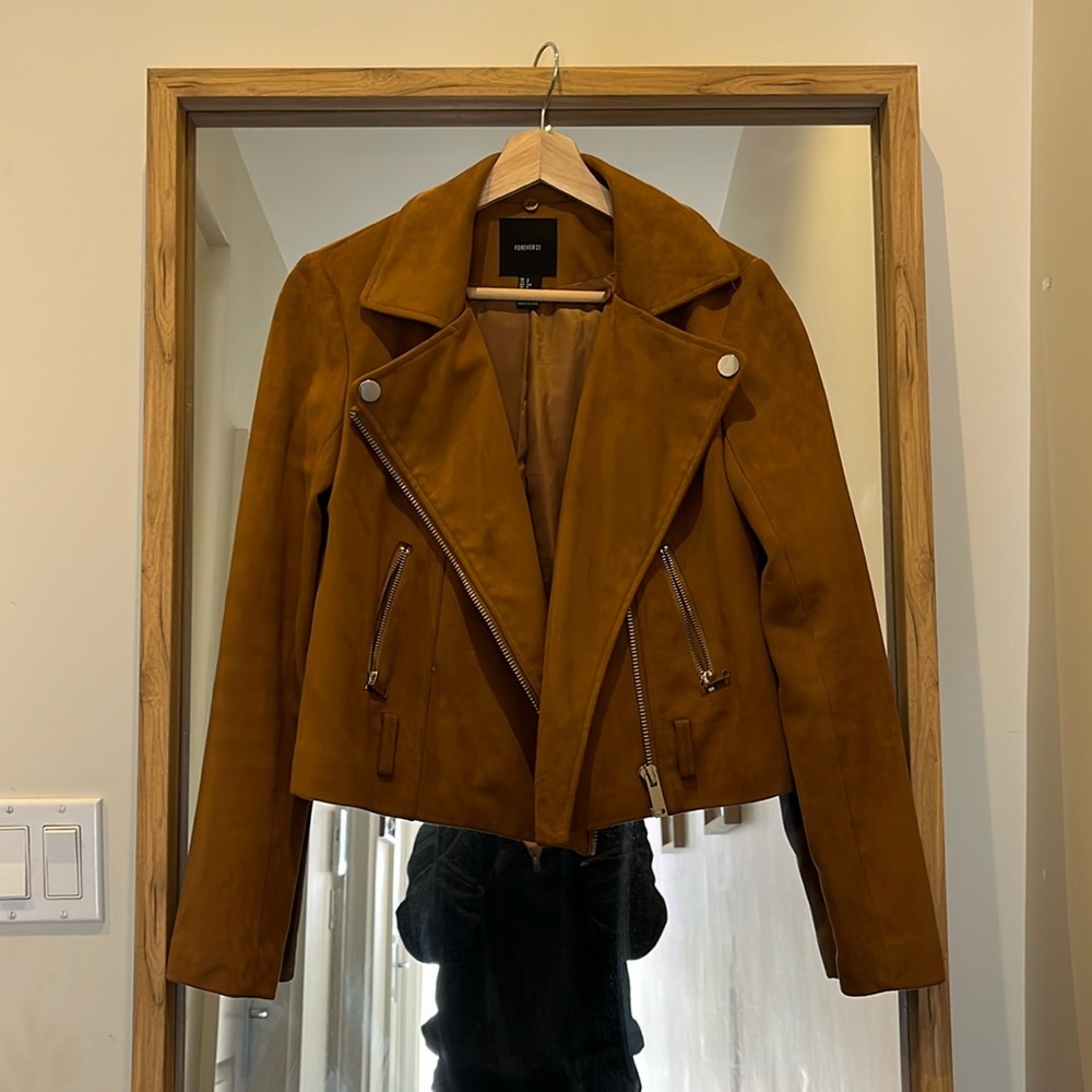 Faux suede biker jacket